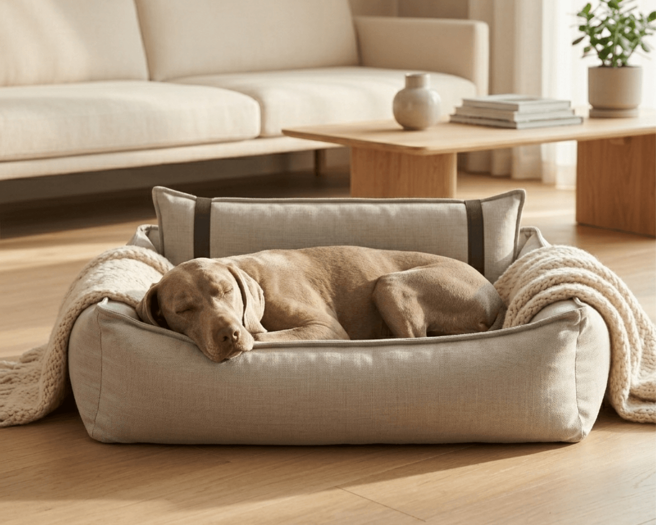 Orthopaedisches_Hundebett_Beige_Hund