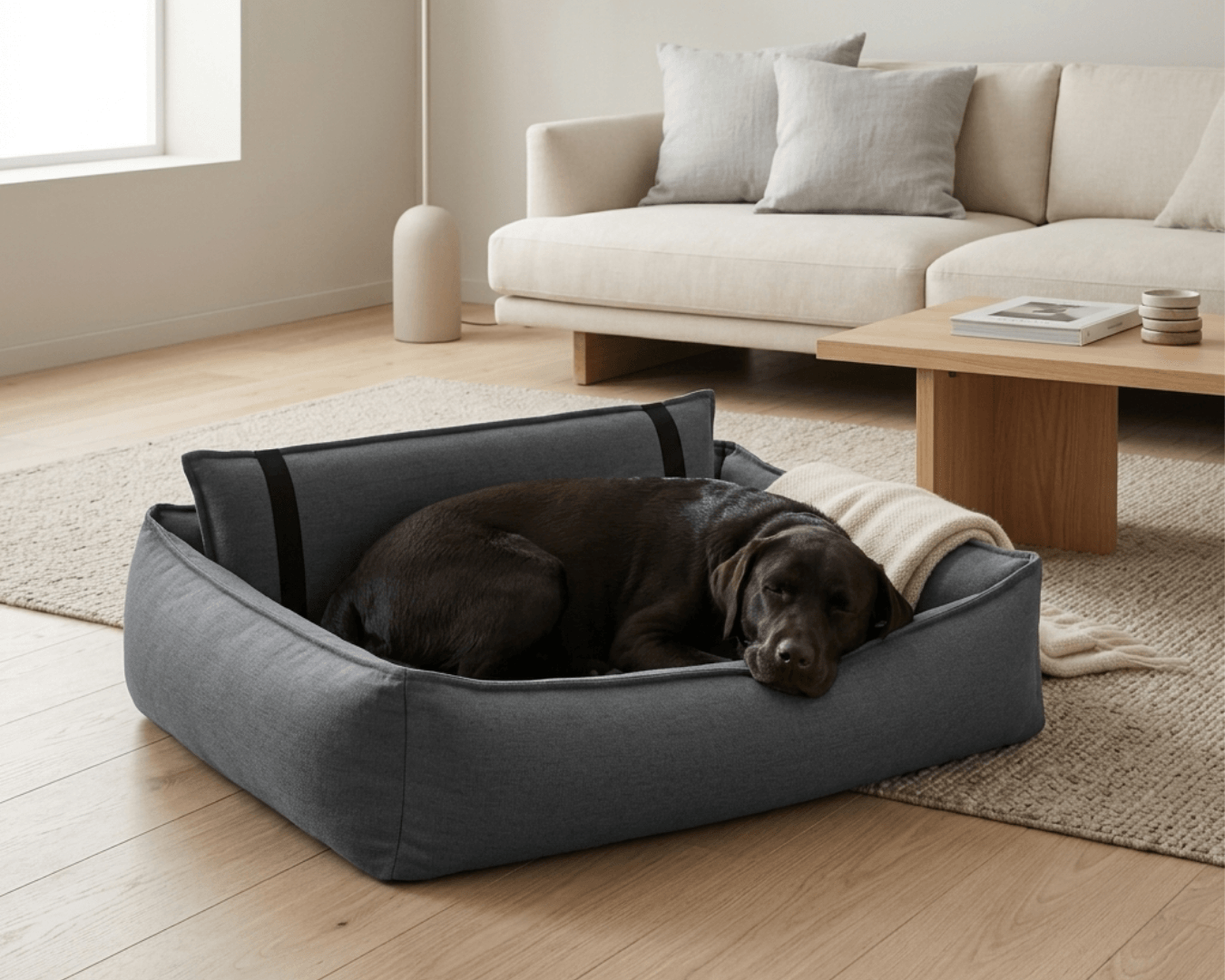 Orthopaedisches_Hundebett_grau_Hund
